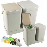 POJEMNIKI DO SEGREGACJI ŚMIECI KOSZ 2SZT KOMORY 32L NA KÓŁKACH Z NAKLEJKAMI