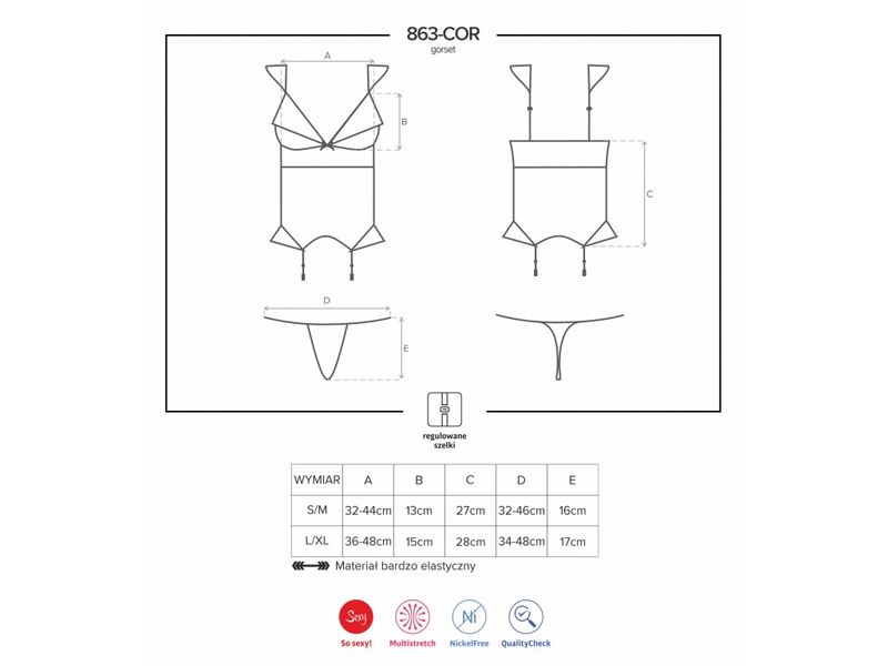 Czerwony koronkowy gorset Obsessive ze stringami L/XL zdjęcie 4