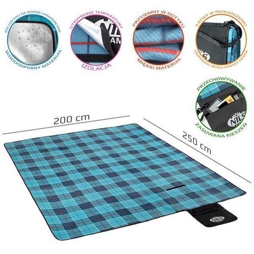 Koc piknikowy 250 x 200 cm Niebieski w Kratę Nils Camp na Arena.pl