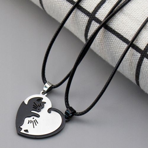 Naszyjniki Serduszko Połówy Koty Komplet Yin Yang 2x Wisory dla Zakochanych na Arena.pl