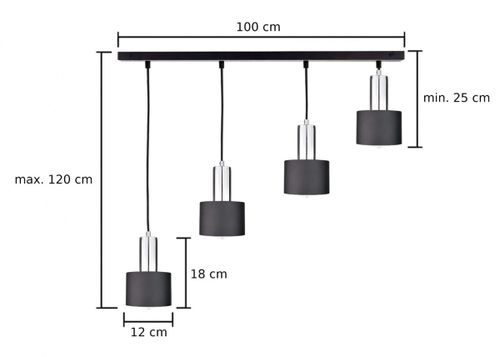 Lampa wisząca 4xE27 LUCE BLACK SILVER na Arena.pl
