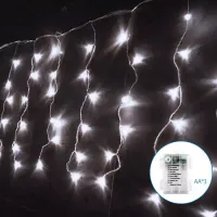 Lampki choinkowe sople 300 LED 15 m zimna biel na 3 baterie AA dla efektownego dekoru