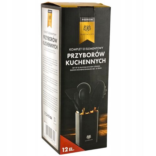PRZYBORY KUCHENNE SILIKONOWE 12el czarne ZESTAW PRZYBORÓW KUCHENNYCH na Arena.pl