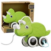 Dinozaur Zabawka Do Ciągnięcia Na Sznurku Piszczałka Eko Zielony