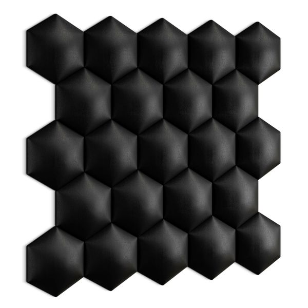 Panel Tapicerowany Eko Skóra Hexagon Grafitowy 35cm x 40cm zdjęcie 3