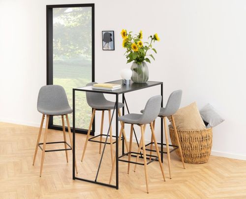 Stołek barowy Wilma wysoki szary jasny/ dąb tapicerowany na Arena.pl