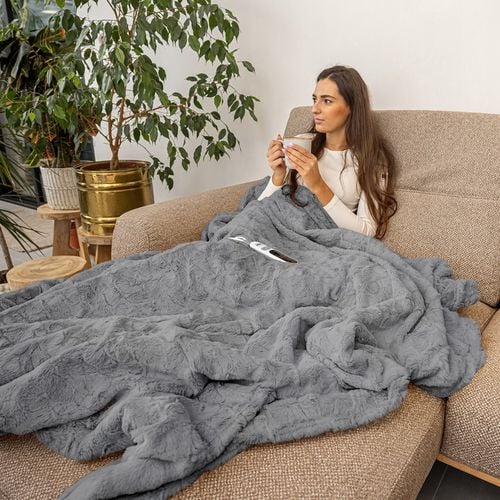 DUŻY GRUBY koc elektryczny POLAROWY mata grzewcza PILOT LCD 160 WAT +Timer na Arena.pl