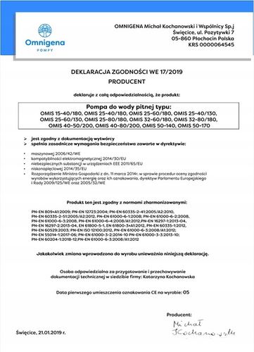 Pompa obiegowa Omnigena OMIS 25-40/180 na Arena.pl