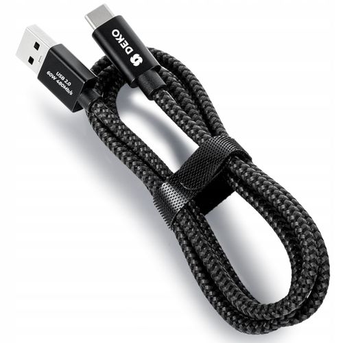 KABEL USB C 1.5M 60W PD QC SZYBKIE ŁADOWANIE MOCNY DO TELEFONU CZARNY DEKO na Arena.pl