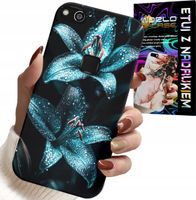 ETUI DO HUAWEI P10 LITE - TURKUSOWE LILIE KWIATY OBUDOWA + SZKŁO