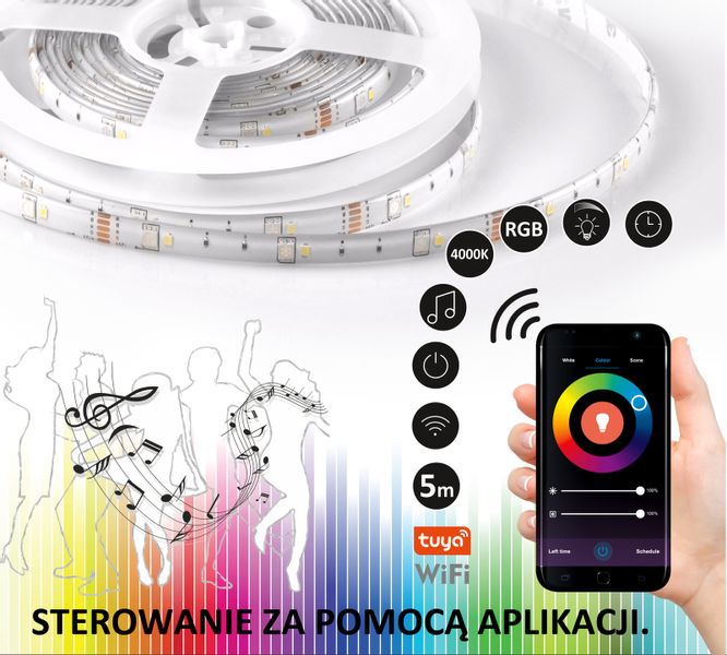 Pasek LED Wi-Fi SMART RGB 6,5W 313904 Polux 540lm taśma 2m 4000K biała zdjęcie 4