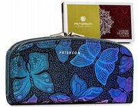 Portfel skórzany damski RFID STOP holograficzny wzór motyle PETERSON