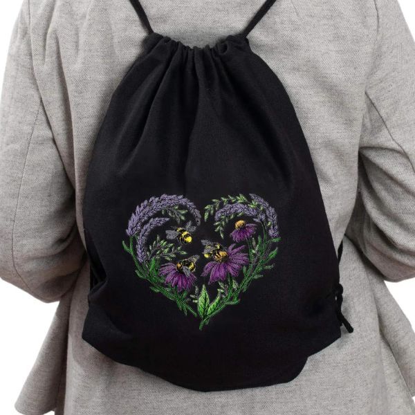 Plecak Bawełniany - Haft Serca zdjęcie 2