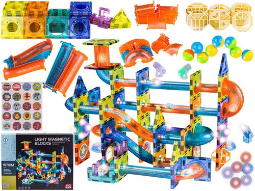 Świecące Klocki Magnetyczne, Tor Kulkowy Dla Kulek 110 Elementów Kulodrom na Arena.pl