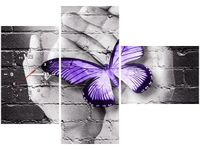 100CM 70CM ZEGAR 3 ELEM MOTYL DŁONIACH ŚCIENNY OBRAZ