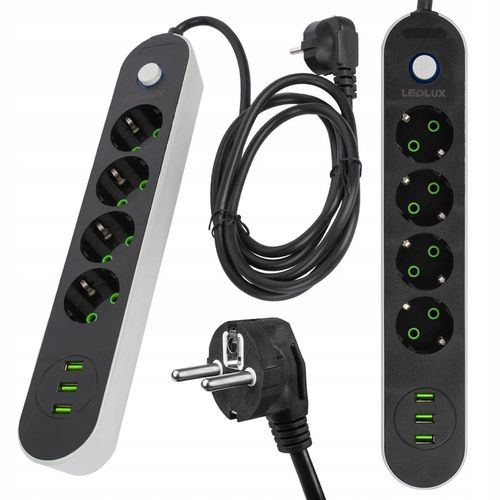 PRZEDŁUŻACZ listwa 2m 4 gniazda + 3x USB na Arena.pl
