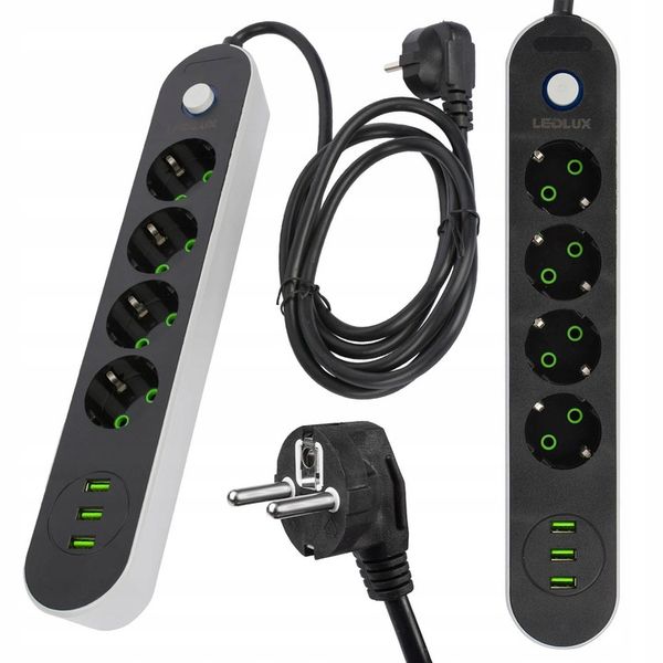 PRZEDŁUŻACZ listwa 2m 4 gniazda + 3x USB zdjęcie 10