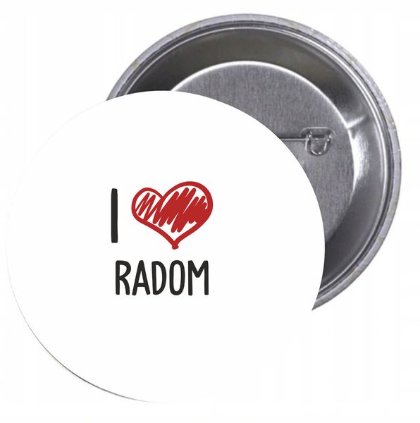 Przypinki buttony I LOVE RADOM z grafiką zdjęcie 1
