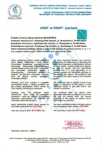 SPRAY GAŚNICZY DO DOMU iBlockFIRE Home Edition BIO SKUTECZNA DLA: A B C F E na Arena.pl