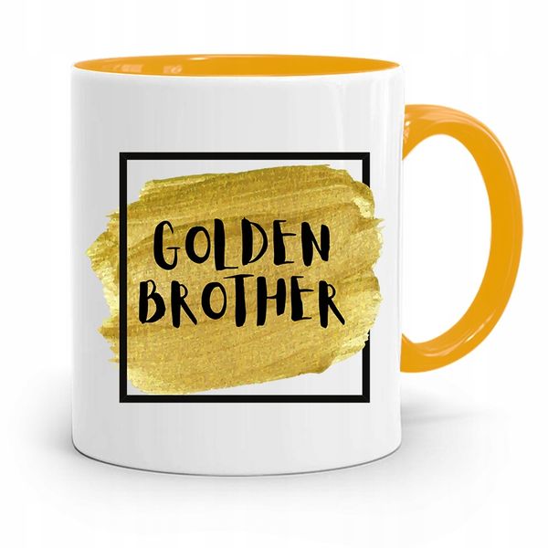 Kubek Żółty Prezent Dla Brata Golden Brother Z Nadrukiem Ze Zdjęciem zdjęcie 1
