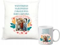 Zestaw PODUSZKA + KUBEK ze zdjęciem PREZENT NA DZIEŃ BABCI I DZIADKA
