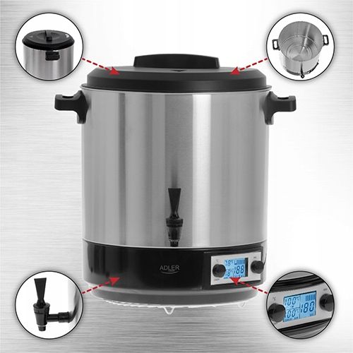 ELEKTRYCZNY GARNEK DO PASTERYZACJI PARZENIA WĘDLIN WARNIK PODGRZEWACZ LCD 2 na Arena.pl