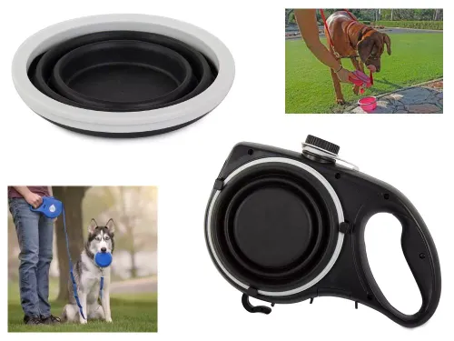 Smycz dla psa kota z miską na wodę poidło na worki na Arena.pl