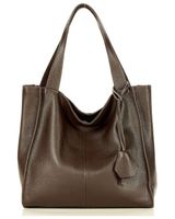 Modna torebka damska skórzany shopper bag - MARCO MAZZINI Portofino Max ciemny brąz caffe