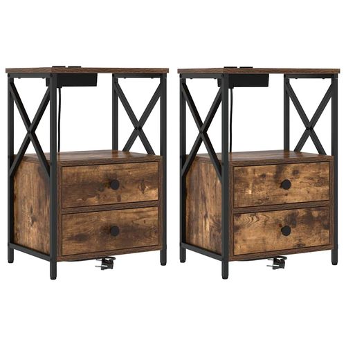 Nocna szafka z stacją ładującą z szufladą Wędzony dąb na Arena.pl