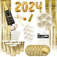 Zestaw sylwestrowy duży biało złoty