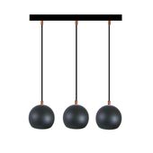 LAMPA WISZĄCA LINEA 3 x 12cm CZARNA + MIEDŹ GU10