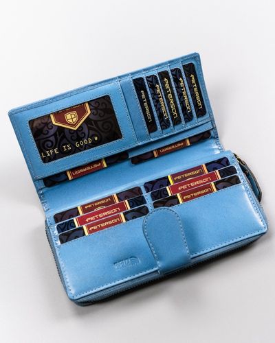 duży, skórzany portfel damski na zamek i zatrzask - peterson na Arena.pl