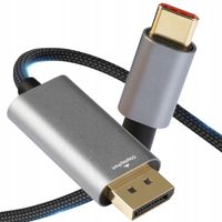 KABEL PRZEWÓD DISPLAYPORT USB-C TYP THUNDERBOLT MACBOOK PLECIONKA 8K 4K 2M
