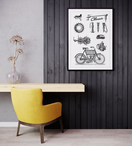 Plakat cyfrowy do wydruku retro motor na Arena.pl
