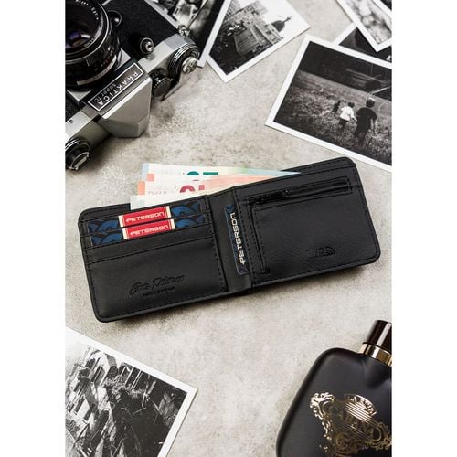 modny portfel męski w czarnym kolorze z systemem rfid - peterson na Arena.pl