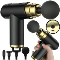 Mini pistolet do masażu ciała mięśni mocny masażer massage gun przenośny — Czarny