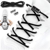 SZNURÓWKI DO BUTÓW BEZ WIĄZANIA ELASTYCZNE 100cm CZARNE SZNUROWADŁA OKRĄGŁE