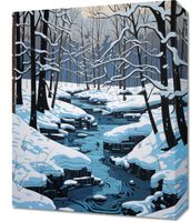 Obraz 40x50cm Rzeka przy Zimowej Porze