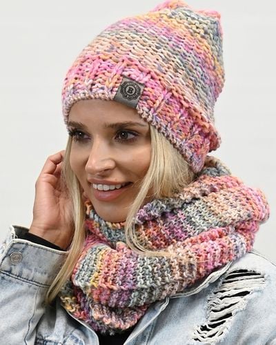 Zimowy Komplet Kolorowy Gruby Czapka Szal Wz1 na Arena.pl
