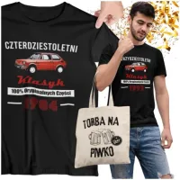 PREZENT 18-99 URODZINY FACETA PERSONALIZOWANY KOSZULKA SAMOCHODY PRL TORBA