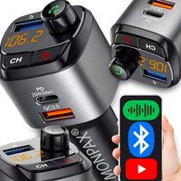 Transmiter Samochodowy FM Ładowarka 36W QC 3.0 Typ C Bluetooth