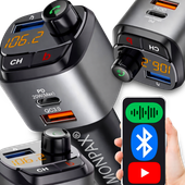 Transmiter Samochodowy FM Ładowarka 36W QC 3.0 Typ C Bluetooth
