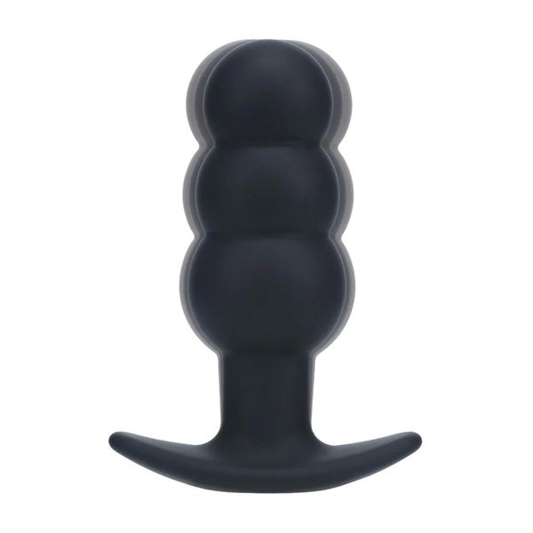 Tri Bulb Vibrating Silicone Anal Plug - Black zdjęcie 6