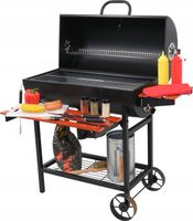 GRILL OGRODOWY WĘGLOWY Z POKRYWĄ DUŻY RUSZT 71x34,5cm POPIELNIK 3 PÓŁKI