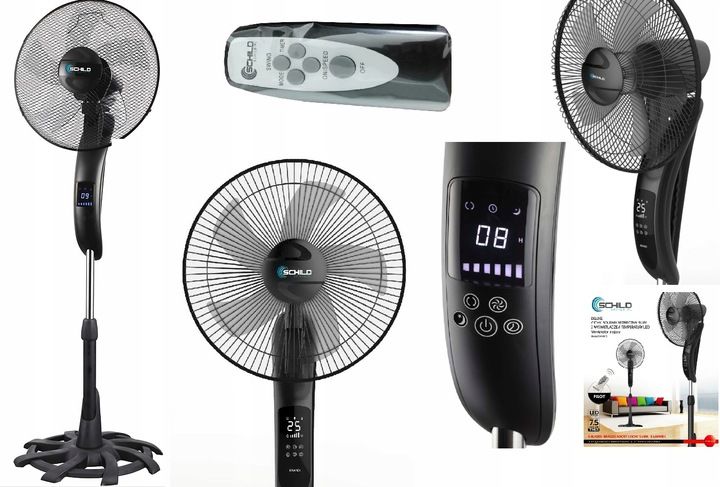 LCD WIATRAK PODŁOGOWY WENTYLATOR STOJĄCY PILOT XXL SOLIDNY I MOCNY SCHILD zdjęcie 4