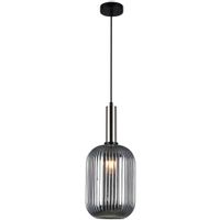LAMPA wisząca ANTIOLA PND-5588-1L-SC+SG Italux szklana OPRAWA loftowy zwis plisowany nikiel przydymiony
