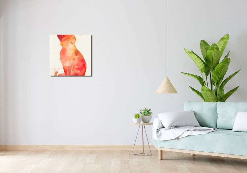 Obraz 50x50cm Akwarelowy Kot zdjęcie 2