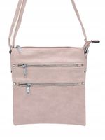 Torebka listonoszka dwie kieszonki na zamek różowy T-8831#