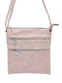 Torebka listonoszka dwie kieszonki na zamek różowy T-8831#