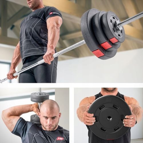 Zestaw obciążeń bitumicznych 40kg do hantli sztang gryfu ścięte 4x10kg na Arena.pl